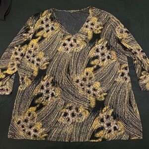 Leopard Print Abstract Design 3/4 sleeves Blouse